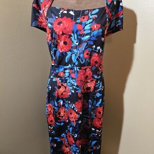 Grace Karin Black and Red Floral Midi Dress